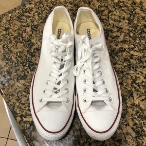 Converse White Athletic Shoes with Red Trim